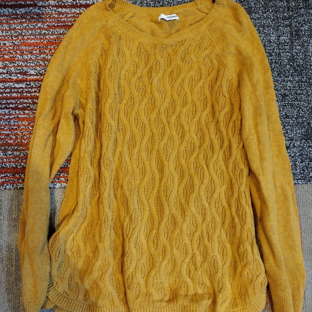 Yellow Cable Knit Sweater